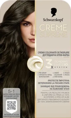 Краска для волос стойкая Creme Supreme Caring Color Cream с системой Bonding HaptIQ, 182 мл, оттенок 5-1