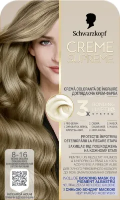 Краска для волос стойкая Creme Supreme Caring Color Cream с системой Bonding HaptIQ, 182 мл, оттенок 8-16