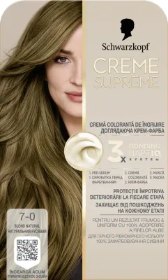 Краска для волос стойкая Creme Supreme Caring Color Cream с системой Bonding HaptIQ, 182 мл, оттенок 7-0