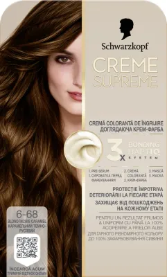 Краска для волос стойкая Creme Supreme Caring Color Cream с системой Bonding HaptIQ, 182 мл, оттенок 6-68
