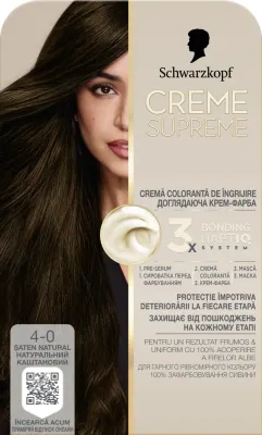 Краска для волос стойкая Creme Supreme Caring Color Cream с системой Bonding HaptIQ, 182 мл, оттенок 4-0