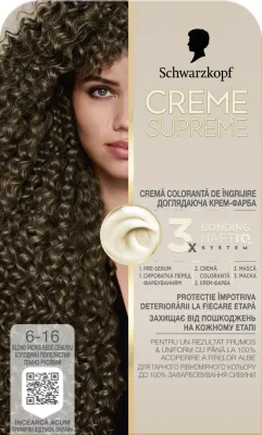 Краска для волос стойкая Creme Supreme Caring Color Cream с системой Bonding HaptIQ, 182 мл, оттенок 6-16