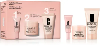 Clinique Moisture Surge набор для лица увлажняющий: гель 15 мл, маска 30 мл, сыворотка 5 мл, подарочный набор мини-форматов