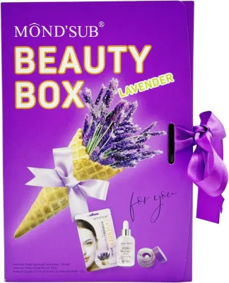 Набор для лица Mond'Sub Beauty Box Lavender: сыворотка с лавандой, гидрогелевая маска, ночная маска для губ