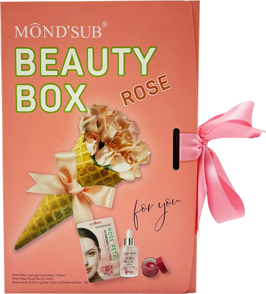 Набор Mond'Sub Beauty Box Rose сыворотка для лица 45 мл тканевая маска и маска для губ 12 г