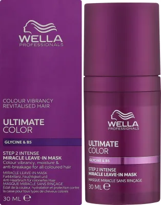 Несмываемая маска для окрашенных волос Wella Professionals Ultimate Color Leave-In Mask, с глицином и провитамином B5, 30 мл
