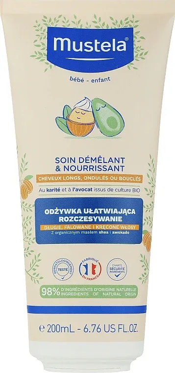 Крем для волос Mustela Bebe несмываемый, лёгкое расчёсывание и питание, для всей семьи, с авокадо и маслом ши, 200 мл