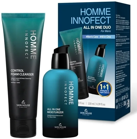 Мужской набор для лица The Skin House Homme Innofect пенка для умывания и увлажняющий крем 120+130 мл