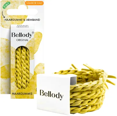 Резинки для волос Bellody Amalfi Lemon Original Hair Ties, плетёные, жёлтые, 4 шт