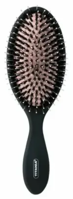 Щётка для волос Titania Universal Brush 2859 с нейлоновыми зубчиками и щетиной кабана, чёрная