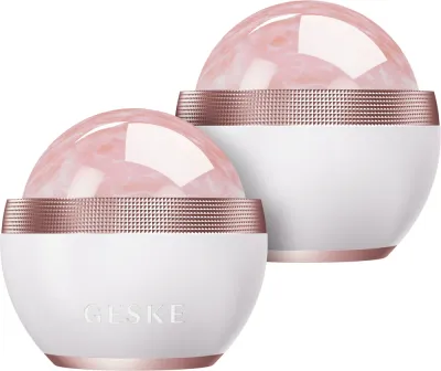 Массажный шар Geske Rose Quartz Depuffing Sphere 7 in 1, розовый кварц, для лица и тела, белый, 1 шт