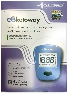 Diather Diagnostics & Therapy Diather Diagnostics & Therapy eb-Ketoway - Кетометр Diather eb-Ketoway, для контроля кетоза, без кодирования, 1 шт