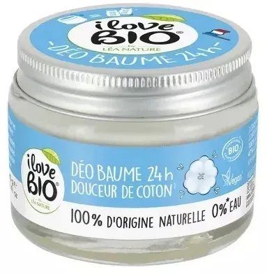 Дезодорант-бальзам I Love Bio Baume 24H Organic Cotton Deodorant твёрдый, с мягкостью органического хлопка
