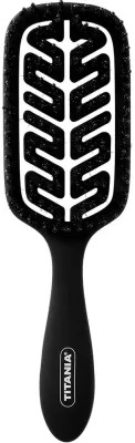 Щётка для волос Titania Flex Paddle Brush для распутывания и блеска, чёрная, 26 см