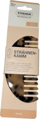 Расчёска для распутывания и укладки волос Titania Strand Comb, с широкими закруглёнными зубьями, 12 см, бежево-чёрная, 1 шт