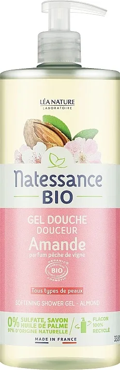 Гель для душа Natessance с миндалём и персиком, 1000 мл