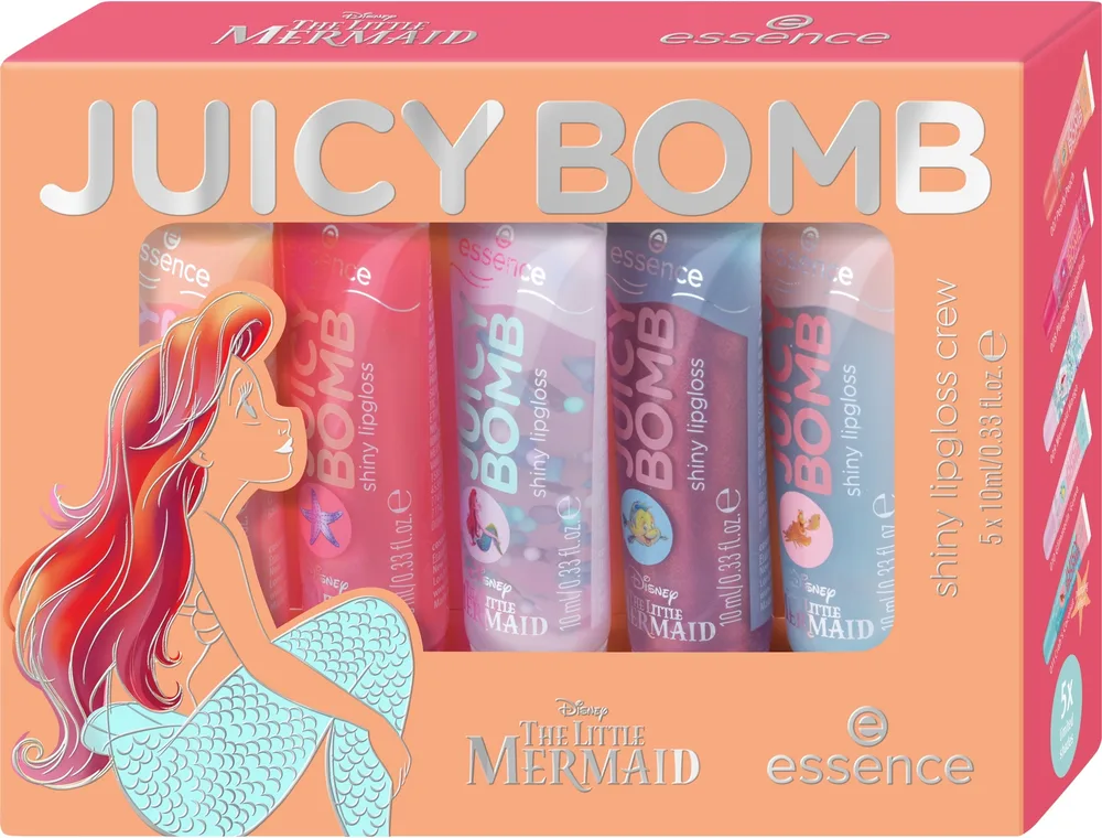 Essence Disney The Little Mermaid Juicy Bomb Shiny Lipgloss Crew набор блесков для губ, 5 оттенков с фруктовым ароматом