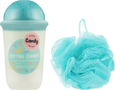 IDC Institute Candy Pack ароматная соль для ванны Сахарная вата с мочалкой, подарочный набор 570 г