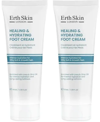 ErthSkin London Healing and Hydrating Foot Cream Duo набор кремов для ног 2 x 100 мл, увлажняющий крем для стоп с мочевиной и ментолом