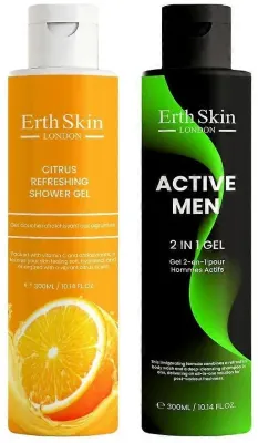 Мужской набор ErthSkin London цитрусовый гель для душа 300 мл и гель для тела и волос Active Men 2 в 1 300 мл