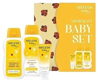 Детский набор Weleda Baby Set с календулой: средство для купания 200 мл, масло для младенцев 200 мл и крем под подгузник 75 мл