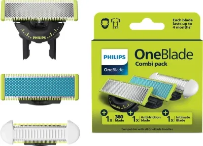 Сменные лезвия для бритвы Philips OneBlade QP936/50, три вида лезвий в наборе, 3 шт