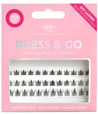 Ресницы накладные в пучках Wonder Lashes Press and Go Kim Effect Mix самоклеящиеся, 8/10/12 мм, 36 шт