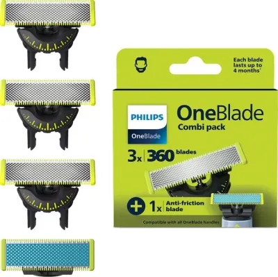 Сменные лезвия для бритвы Philips OneBlade QP945/50, OneBlade 360 и Intimate SkinProtect, 4 шт