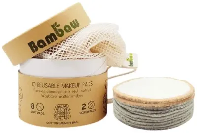 Диски косметические многоразовые Bambaw Reusable Make-up Remover Pads, мягкие и махровые, 10 шт