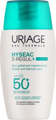 Крем для лица Uriage Hyseac 3-Regul+ Global Anti-Blemish Care SPF50+ солнцезащитный, против несовершенств, 50 мл