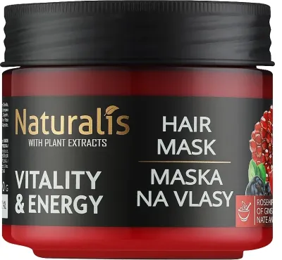 Маска для ослабленных волос Naturalis Vitality & Energy, оливковое масло, масло ши, кератин, коллаген, экстракт женьшеня, 300 г