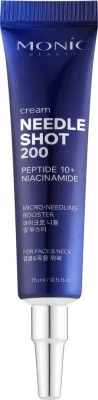 Monic Beauty Needle Shot 200 крем для лица с микроиглами спикулами и комплексом 10 пептидов 15 мл, с ниацинамидом