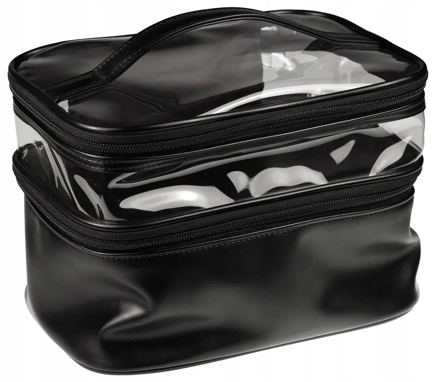 Косметичка органайзер Inter-Vion Glam Black 498549 большая черная с ручкой 24х16х17 см