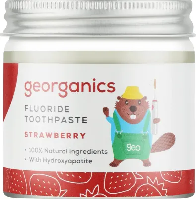 Зубная паста Georganics Geokids Fluoride Toothpaste Strawberry, натуральная, с фтором, «Клубника», 60 мл