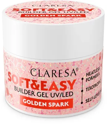 Строительный гель для ногтей Claresa Soft и Easy Builder Gel UV/LED Golden Spark, тиксотропный