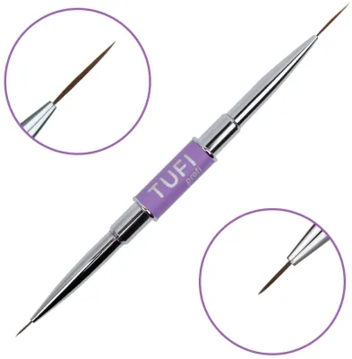 Двусторонняя кисть-лайнер для маникюра Tufi Profi Double-Ended Liner Brush For Manicure, 7 мм/15 мм