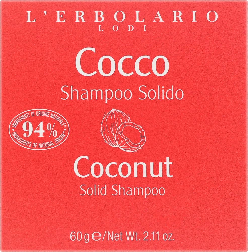 Твёрдый шампунь для волос L'Erbolario Coconut Solid Shampoo, с кокосом, 60 г