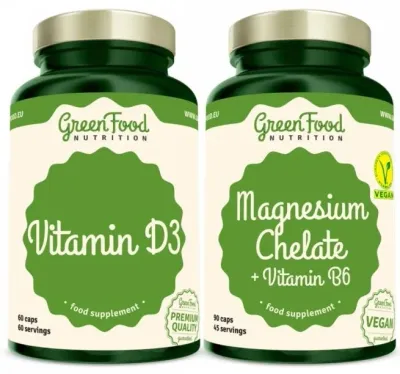 Набор БАД для жизненной силы и энергии GreenFood Nutrition Duopack Magnesium Chelate + Vitamin D3, 150 шт