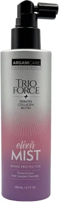 Arganicare Trio Force Bond Protector Elixir Mist — эликсир-спрей для волос с аргановым маслом, кератином и коллагеном, 200 мл