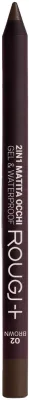 Карандаш для глаз Rougj+ 2in1 Gel and Waterproof гелевый, водостойкий, 1,22 г, оттенок 02 - Brown