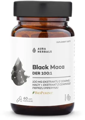 БАД Чёрная мака DER 100:1 Aura Herbals Black Maca DER 100:1, 60 шт