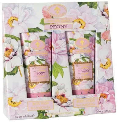 Saponificio Artigianale Fiorentino Peony набор для тела «Пион»: гель для душа 250 мл и лосьон для тела 250 мл, подарочный
