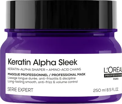 Маска для волос L'Oreal Professionnel Keratin Alpha Sleek Mask профессиональная, разглаживающая, для пушащихся волос, 250 мл
