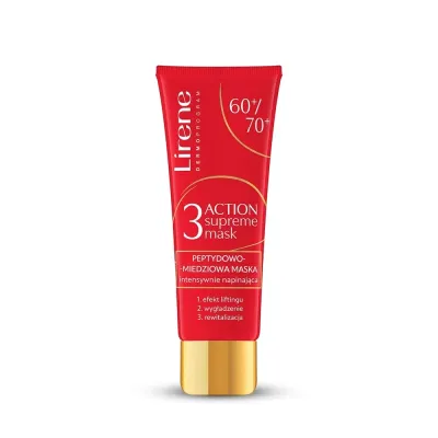 Подтягивающая маска для лица Lirene Dermo Program 3 Action Supreme Mask, с пептидами меди, 60/70+, 50 мл