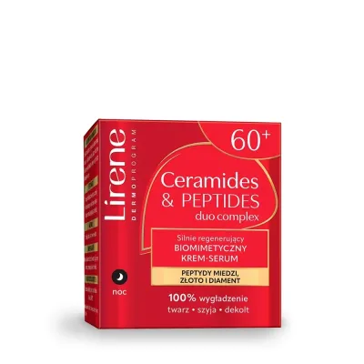 Крем-сыворотка для лица Lirene Dermo Program Ceramides Peptides Duo Complex ночная, регенерирующая, биомиметическая, для кожи 60+, 50 мл