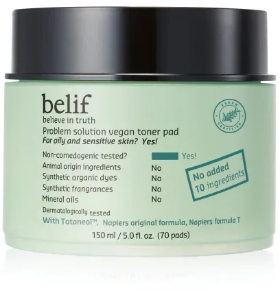 Диски тонизирующие для лица Belif Problem Solution Vegan Toner Pad для проблемной и чувствительной кожи, 150 мл