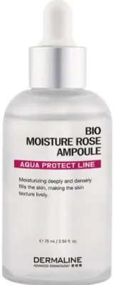 Dermaline Aqua Protect Line Bio Moisture Rose Ampoule питательная ампульная сыворотка для лица 75 мл, увлажнение, антивозрастной уход, корейская ампула