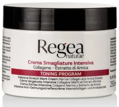 Regea Naturae Toning Program крем для тела от растяжек интенсивный 250 мл с морским коллагеном, гиалуроновой кислотой и арникой