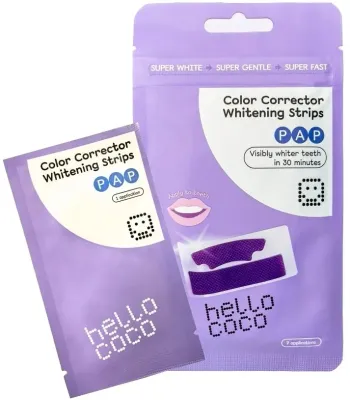 Отбеливающие полоски для зубов Hello Coco Whitening Correction Strips с цветокоррекцией, 14 шт