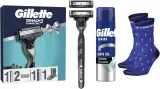 Набор Gillette Mach3 Charcoal гель для бритья 200 мл станок сменные кассеты 2 шт и носки — фото 1